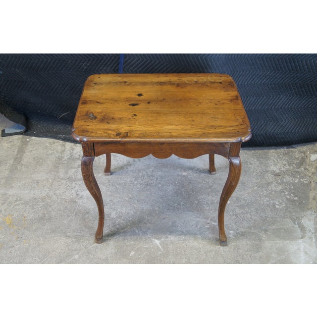 Late 19th Century Antique French Provincial Primitive Farmhouse Country Oak Side Table For Sale - Image 4 of 12