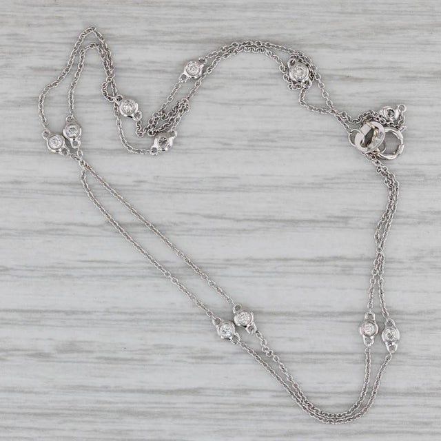 0.26ctw Diamond Station Necklace 14k White Gold 18" by the Yard For Sale - Image 4 of 5