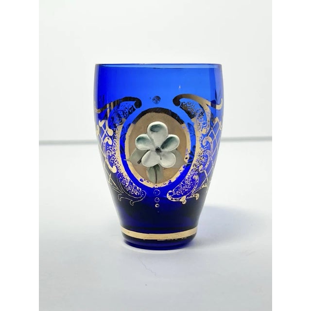 1960s Murano-Style Bohemian Venetian 6-Piece Cobalt Blue Decanter Cordial Set For Sale - Image 10 of 12