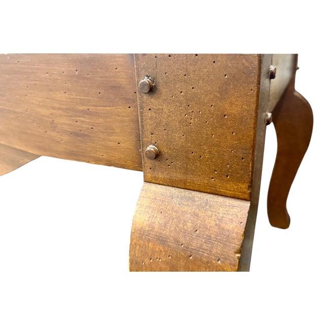 Louis XV–Style Upholstered Wall Bench With Sculptural Cabriole Legs and Nailheads For Sale In Los Angeles - Image 6 of 6