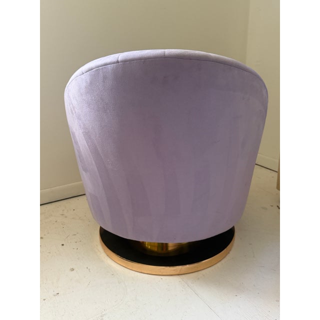 1970s 1970s Pair of Milo Baughman Clam Shell Swivel Chairs in Lilac For Sale - Image 5 of 11