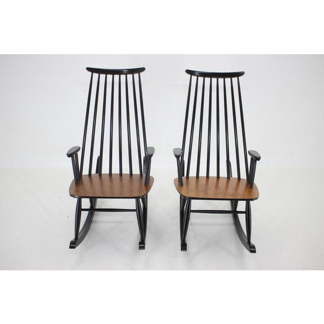 1960s Set of Varjonen Wood Processing Beech Rocking Chairs, Finland, 1960s For Sale - Image 5 of 14
