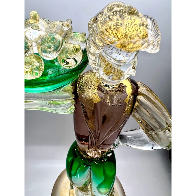 Pair of Tall Mid 20th Century Gilded Murano Art Glass Figures by Gino Fort For Sale - Image 10 of 13