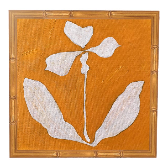 Original Framed Acrylic Botanical Painting Organic Boho Art Floral Wall Art by Tatiana Duperault For Sale