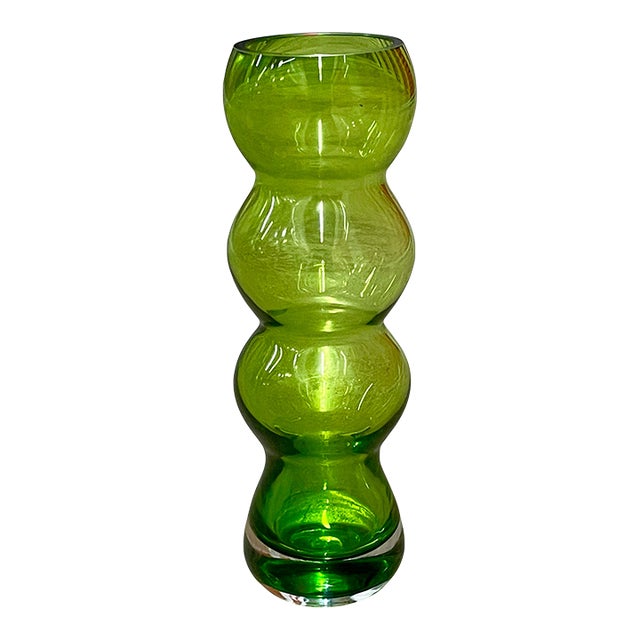 Vintage Schott Zwiesel "Arte Nova" Emerald Glass Totem Vase For Sale