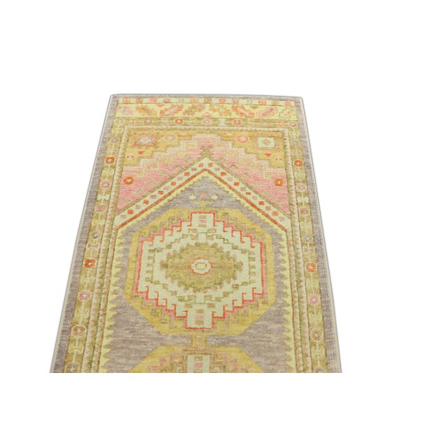 Modern Turkish Oushak Rug 3' x 10'10" For Sale - Image 4 of 6