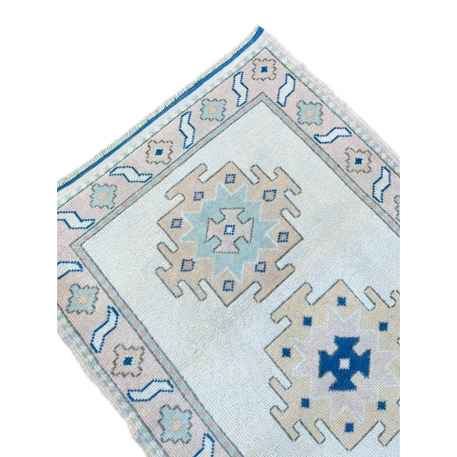 Vintage Turkish Handknotted Blue Wool Rug For Sale - Image 6 of 9