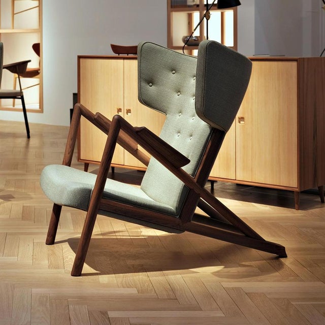Grasshopper Armchair in Wood and Fabric by Finn Juhl For Sale - Image 4 of 13