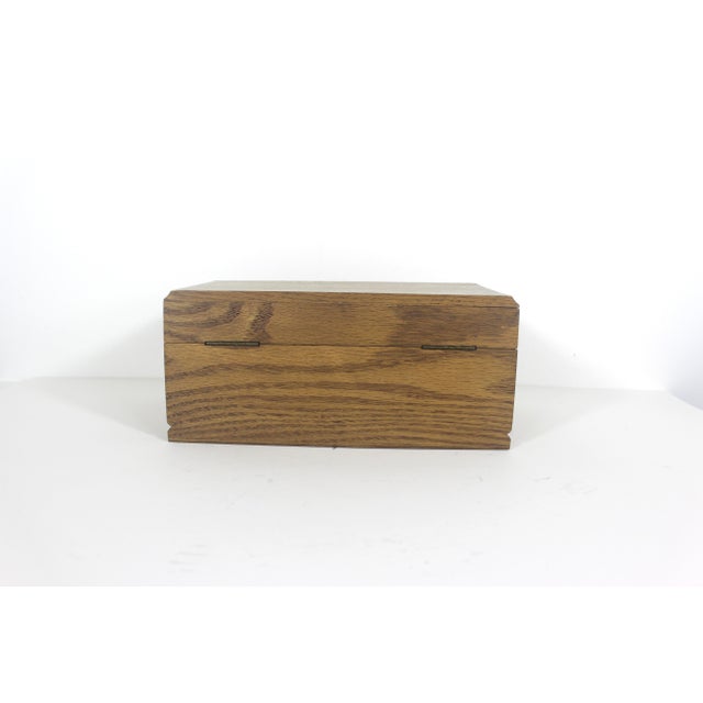 Wood Vintage Oak Wood Jewllery Box Trinket Lidded Box Mens Jewellery Box, Gift Storage Wood Grain Masculine For Sale - Image 7 of 12