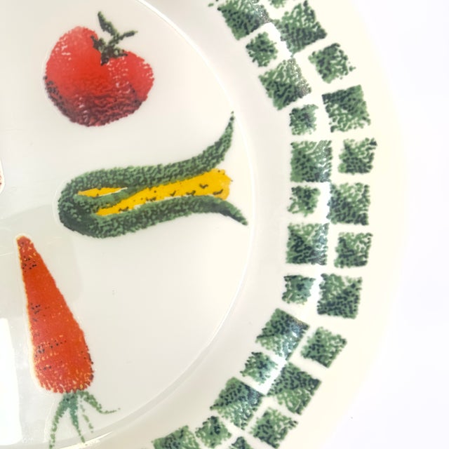 White Glass Dinner & Side Plates With Vintage Vegetable Motif by Arcopal France - Set of 8 For Sale In Miami - Image 6 of 9