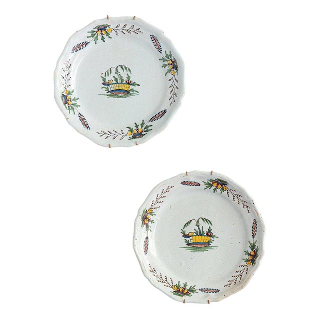 Floral Plates from Rouen, 1700s, Set of 2 For Sale