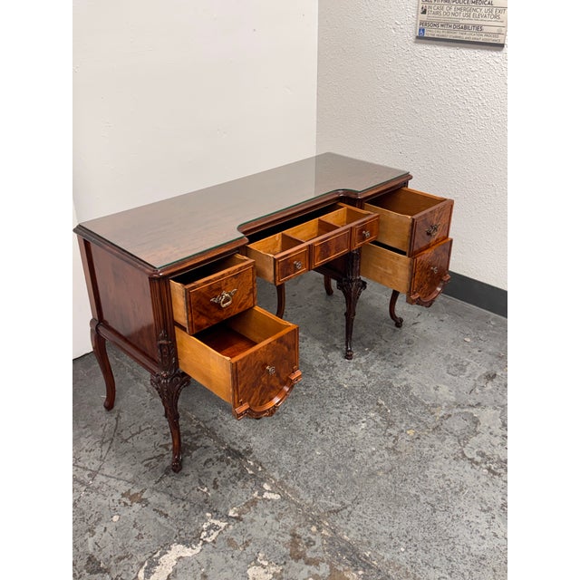 American Tiger Mahogany Desk/Vanity, Circa 1920's For Sale - Image 9 of 12