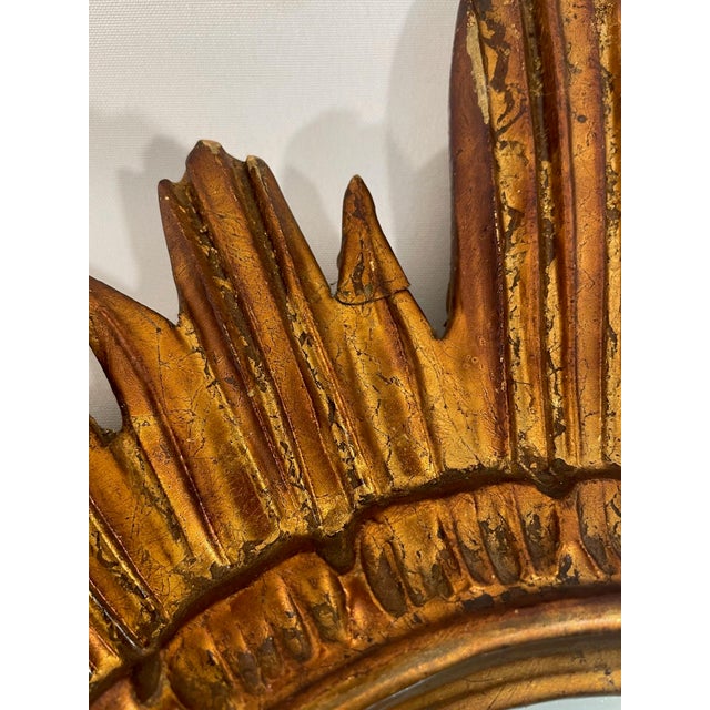 Mid 20th Century French Giltwood Coppery Sunburst Wall Mirror For Sale - Image 10 of 17