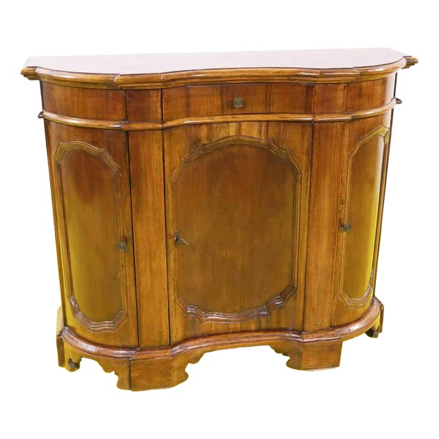 Wood Credenza with 3 Shaped Doors For Sale