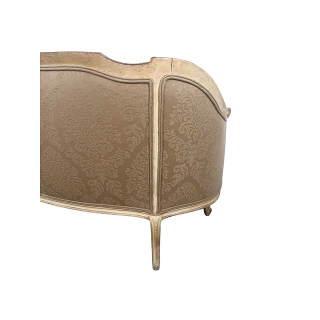 Vintage Louis XV Revival Carved Giltwood Upholstered Settee For Sale - Image 9 of 18