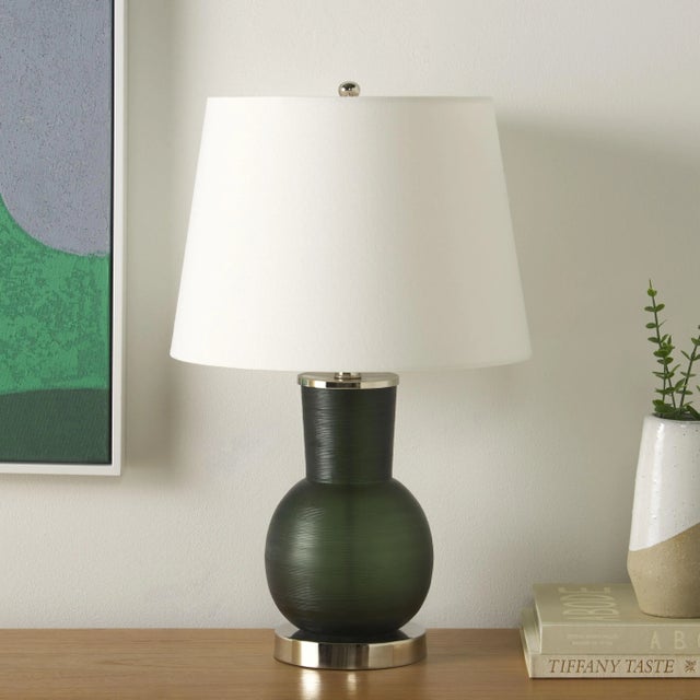 Contemporary Nirav 22" Table Lamp in Dark Green For Sale - Image 3 of 4