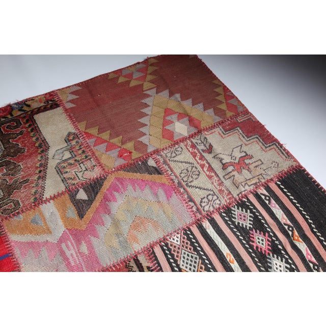 Pink Vintage Kilim Patchwork Rug – Colorful Statement Piece for Modern Homes -6' 7'' X 9' 10'' For Sale - Image 8 of 8