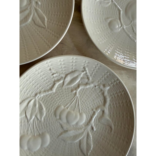 Ceramic Vintage Cream Fruit Embossed Ed Langbein Western Zone Germany Porcelain Dessert Plates - Set of 11 - 7.75 Inch Fruit Relief 1945 1949 For Sale - Image 7 of 12