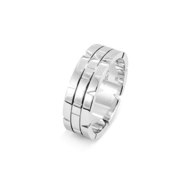 Cartier Men’s Cartier Tank Francaise 18k White Gold Wedding Band Ring, Size 9.5 For Sale - Image 4 of 7