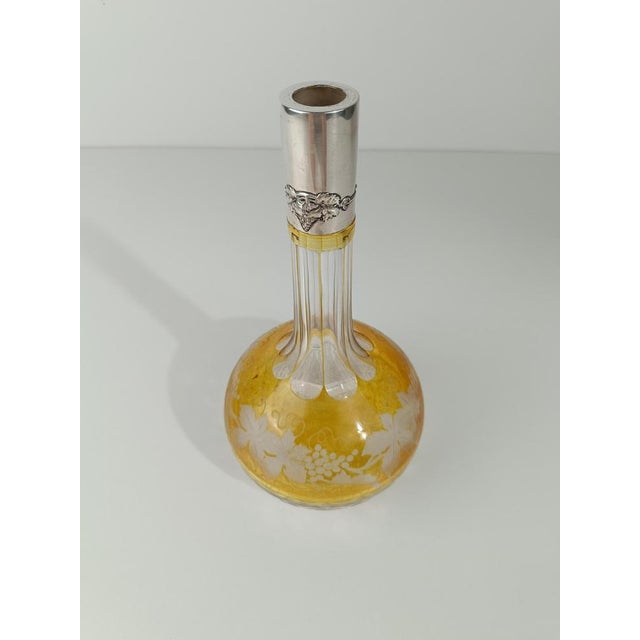 Vintage Spirit Decanter Bottle in Colored Cut Crystal and Embossed Silver, 1930s For Sale - Image 13 of 18