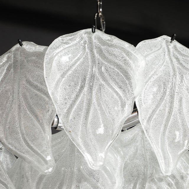Mid-Century Hand-Blown Leaf Form Mottled Murano Glass Chandelier by Mazzega For Sale - Image 12 of 17