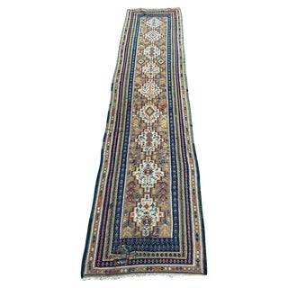 Long Antique Senneh Kurdish Runner Kilim Rug, 1920s For Sale