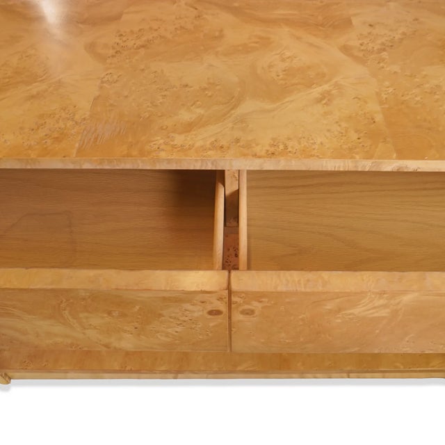 Chocolate Vintage Milo Baughman Style BURLwood Server With Brass Details by Thomasville For Sale - Image 8 of 11