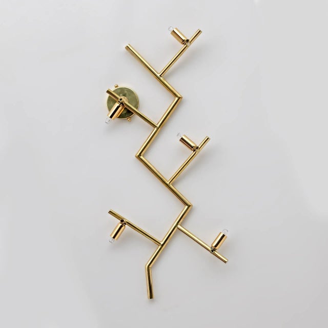 Pink Modern Italian Murano Glass and Brass Flowers Wall Lamps, 1990, Set of 2 For Sale - Image 8 of 9