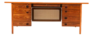 Mid-Century Modern Walnut Executive Desk by Edward Wormley for Dunbar, 1950s