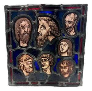 Renaissance Stained Glass Panel, 'Seven Men of Good Reputation'