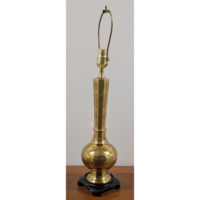 Asian Mid 20th Century Asian Style Brass Table Lamp For Sale - Image 3 of 6