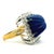 Beautiful vintage cocktail ring crafted in 18K yellow and white gold, centered with a richly colored carved lapis lazuli...