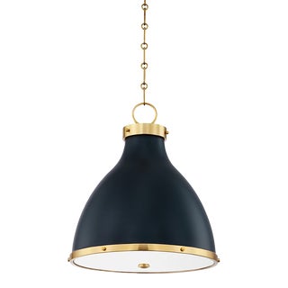 Hudson Valley Lighting Mark D. Sikes Painted No. 3 2-Light Small Pendant, Aged Brass/Darkest Blue For Sale