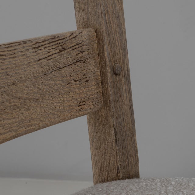 French Provincial 20th Century Belgian Upholstered Oak Ladderback Oak Dining Chairs - Set of 5 For Sale - Image 3 of 18