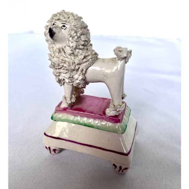 Antique Victorian Staffordshire Spaghetti Poodles on Pillow Bases - A Pair For Sale - Image 11 of 16