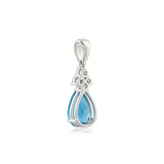 Metal Swiss Blue Topaz Pendant, Stacking Gemstone Pendant for Woman For Sale - Image 7 of 7
