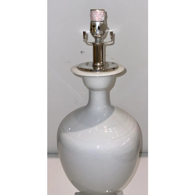 Transitional Transitional White Glaze Porcelain Table Lamp For Sale - Image 3 of 3