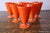 Anchor Hocking Set 6 Antique Anchor Hocking Fire King Rainbow Tangerine Footed Iced Tea Cups, 1940s For Sale - Image 4 of 6