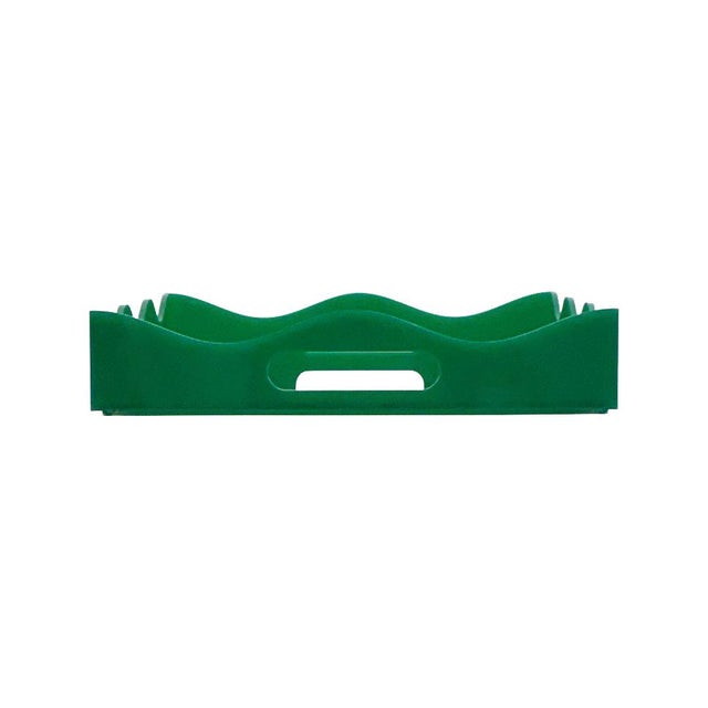 Kenneth Ludwig Chicago Spangle Scalloped Tray Green For Sale - Image 4 of 11