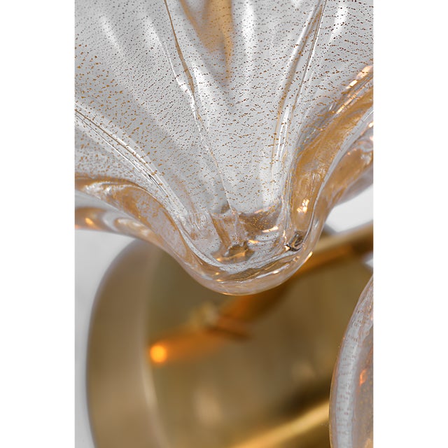 Julie Neill for Visual Comfort Signature Caselli 15" Sconce in Hand-Rubbed Antique Brass with Gold Fleck Glass For Sale - Image 9 of 12