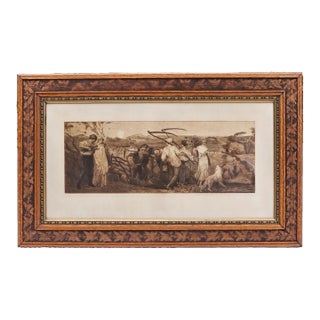 Robert Walker Macbeth "The Harvest Moon" 1883 Etching Framed Landscape Art Large Scale For Sale