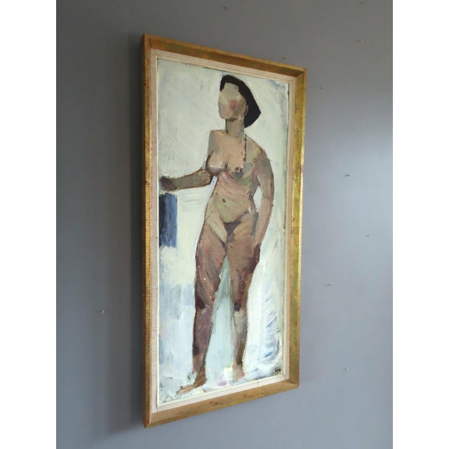 Mid-Century Modern 1957 Mid-Century Modern 'Nude in Soft Light' Swedish Original Abstract Figurative Oil Painting, Framed For Sale - Image 3 of 12