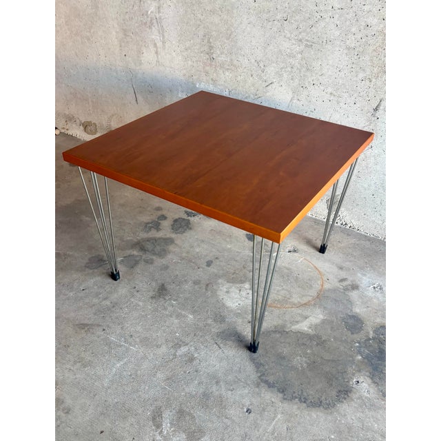 Mid-Century Modern 1970s Dutch Side Table With Beech Wood Top and Aluminum Legs - Attributed to Fritz Hansen For Sale - Image 3 of 8