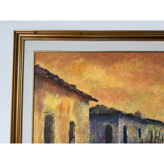 1990s 1998 Evelyn De Quinteros “Fantastic Midday” Spanish Village Oil on Canvas Painting For Sale - Image 5 of 12