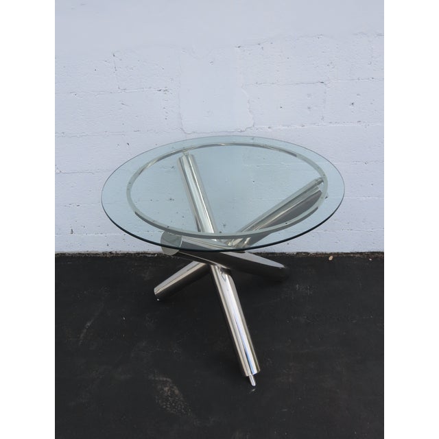 Milo Baughman Style Chrome Glass Top Jax Tables a Pair 6571 For Sale - Image 18 of 18