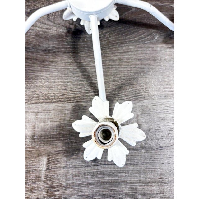 Early 20th Century White 4-Light Tole Chandelier For Sale - Image 4 of 6