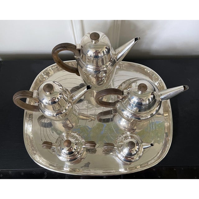 Large Mexican Modern Sterling Silver Coffee Tea Serving Set William Spratling For Sale - Image 4 of 18