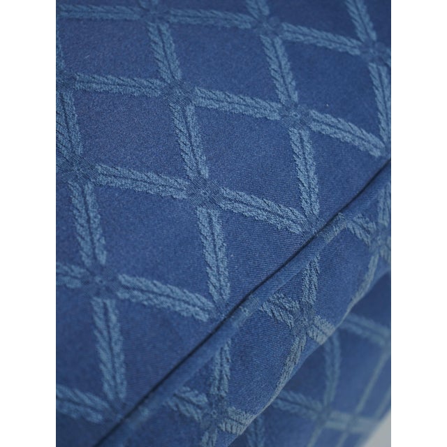Blue Broyhill Roll Arm Blue Upholstered Wing Chair For Sale - Image 8 of 18