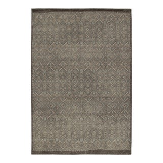 Rug & Kilim’s Distressed Tribal Style Rug in Gray and Blue Geometric Patterns For Sale