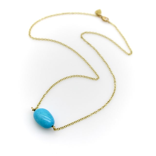 Modern 1990s 18k Gold Me & Ro Vintage Turquoise Bead Necklace For Sale - Image 3 of 8